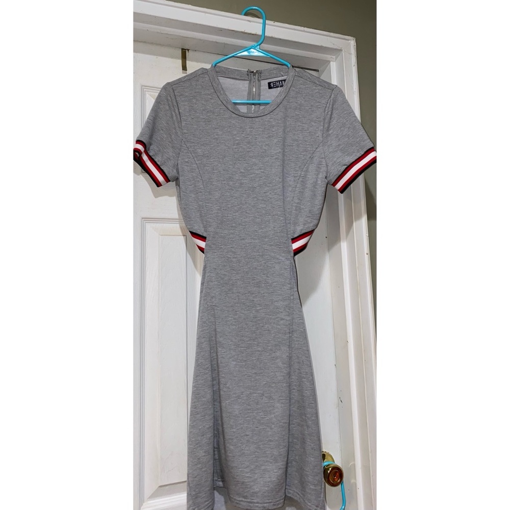 Grey dress with cool cut out back!